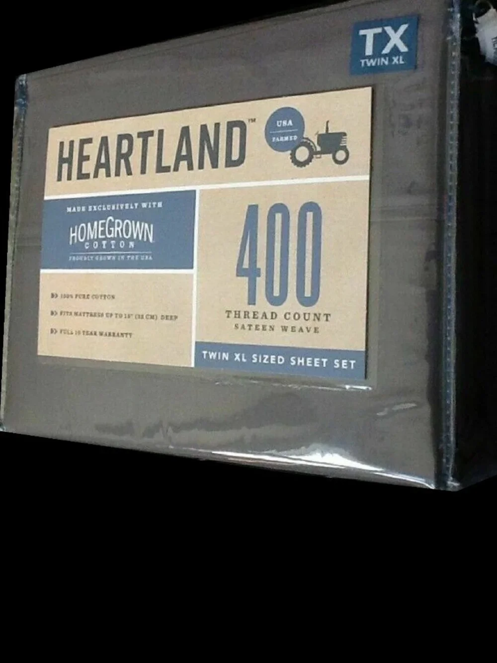 new DARK GRAY Heartland 400 TC Cotton Sateen-Weave TWIN XL Sheet Set for DORM